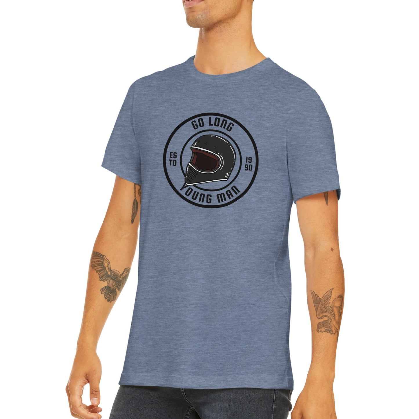 Men's Premium Crewneck T-shirt - Go Long Young Man - The Vandi Company