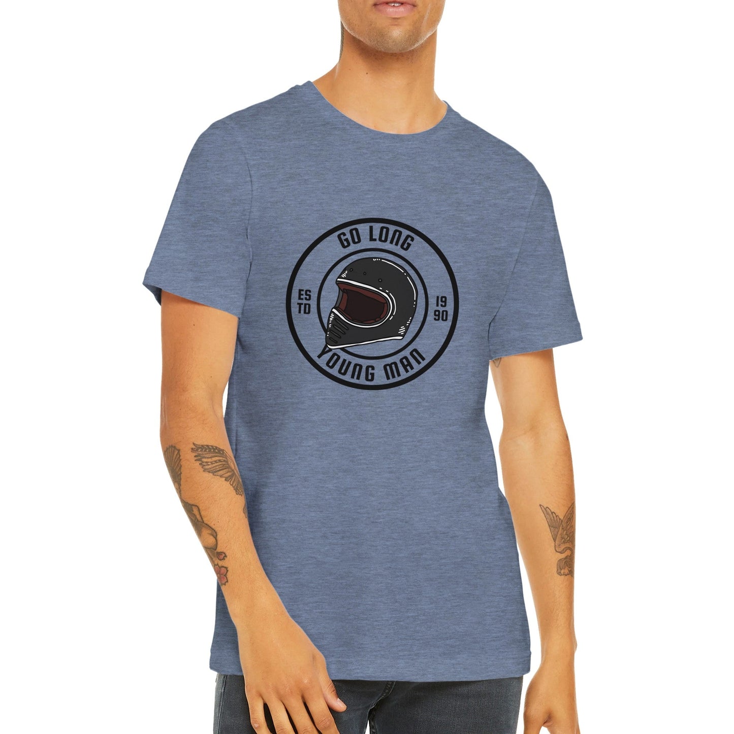 Men's Premium Crewneck T-shirt - Go Long Young Man - The Vandi Company